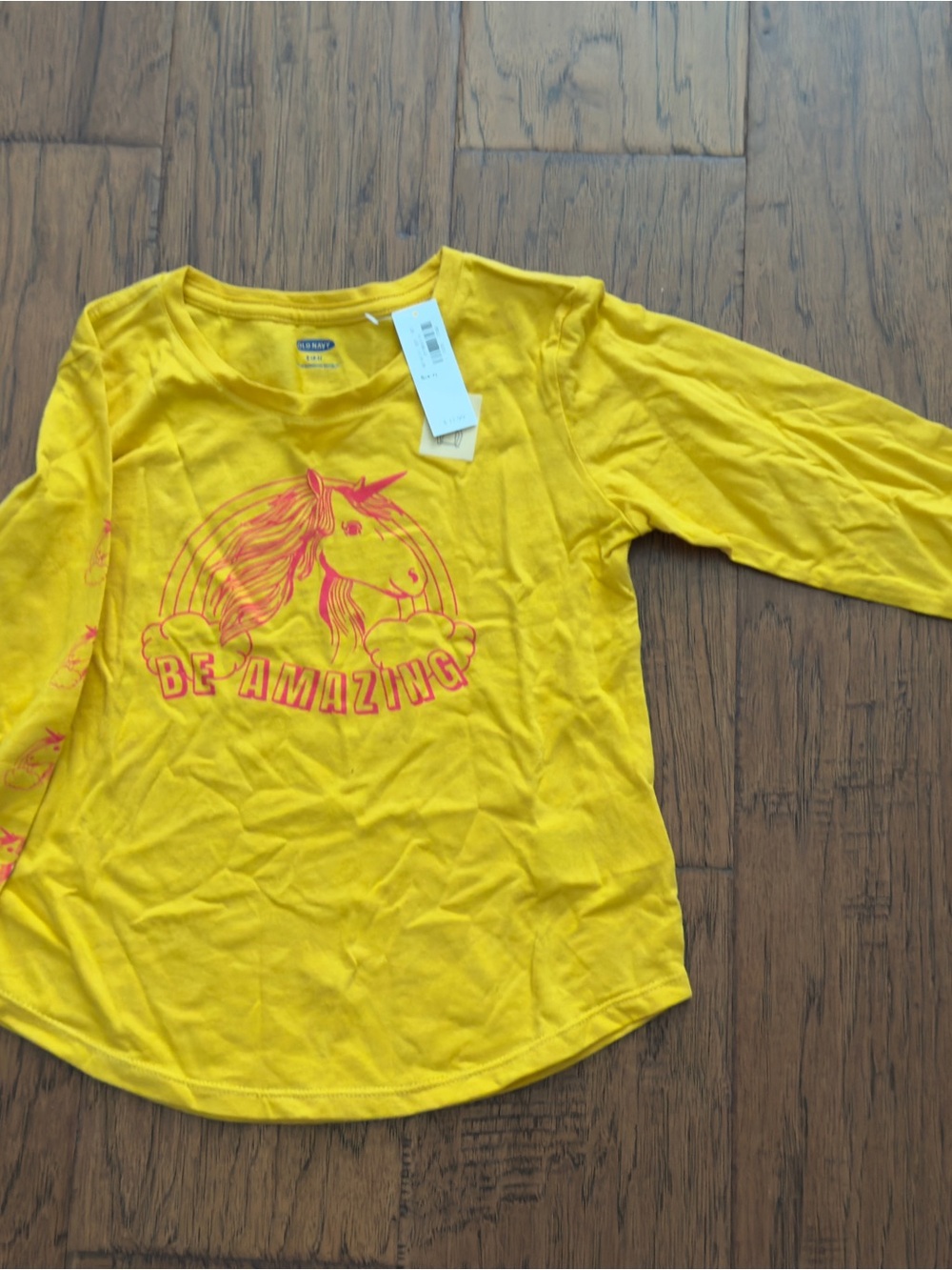 Cat & Jack Yellow Long-Sleeve Tee with Pink Unicorn Graphic